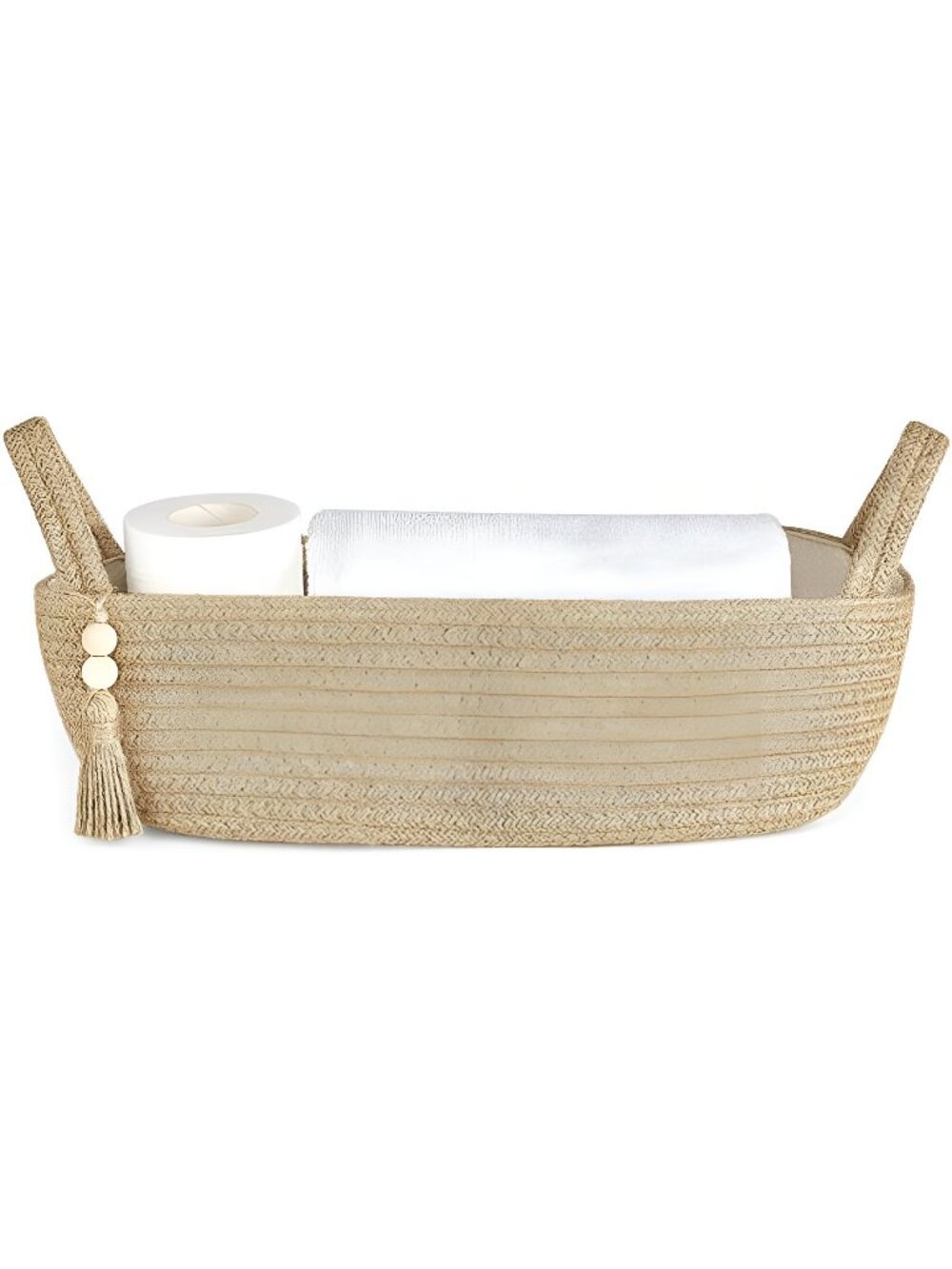 Small Woven Storage Basket for Toilet Tank Top Boho Bathroom Decor, 1 Pack